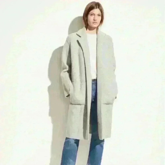 Vince Notch Collar Wool Blend Sweater Jacket Light Gray Size Large New With Tags - Picture 2 of 15